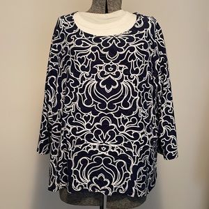 Top.JM Collection. Size 2X. Blue/white. Excellent condition.